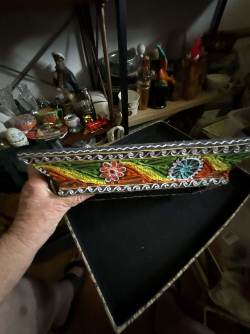 Indian Antique Vintage Real Parsi Gara Border Black Hand Embroidered Trim 7yards
